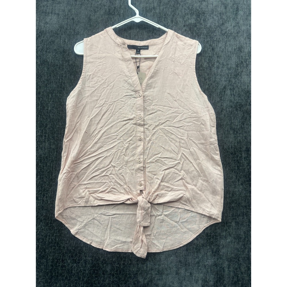 Harve Benard Blouse Top Womens Medium Nude Tie Knot Sleeveless Curved Hem Casual